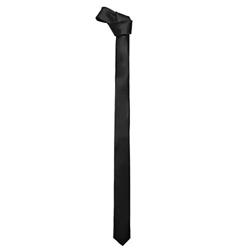 New Mens Solid Black Retro Skinny Necktie 1.5" Tie