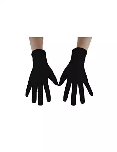 Seeksmile Adult Spandex Gloves Wrist Length Halloween Cosplay Costume Glove (Free Size, Black)