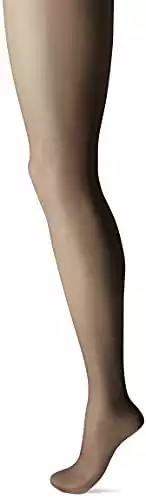 Hanes Women's Control Top Sheer Toe Silk Reflections Panty Hose, Barely Black, A/B