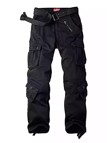 Men's BDU Casual Military Pants, Tactical Wild Army Combat ACU Rip Stop Camo Cargo Work Pants Trousers with 8 Pockets#3357-Black,42