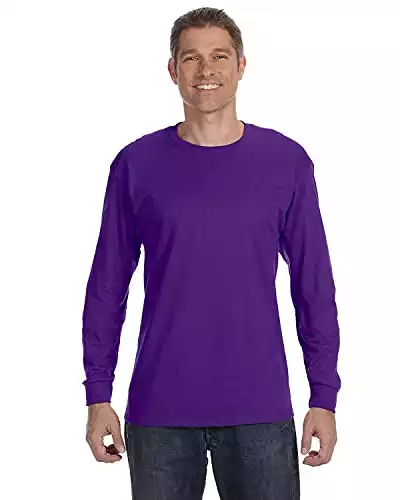 Adult Long-Sleeve Heavyweight Blend T-Shirt (Deep Purple) (Large)