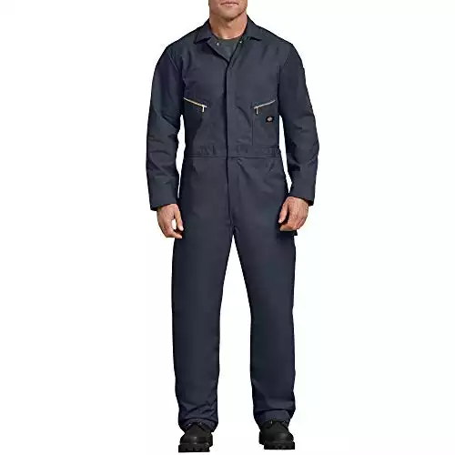 Dickies Men's 7 1/2 Ounce Twill Deluxe Long Sleeve Coverall, Dark Navy, Large Regular