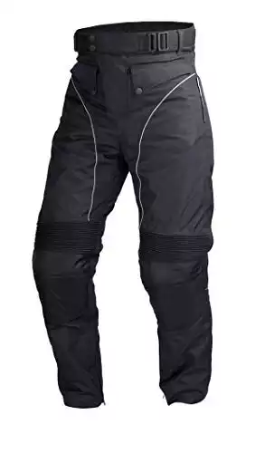 Mens Motorcycle Biker Waterproof, Windproof Riding Pants Black with Removable CE Armor PT1 (M)