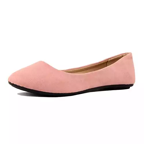 Womens Pointy Toe Slip On Classic Ballet Flat Flats-Shoes, 01 Mauve Suede, 8