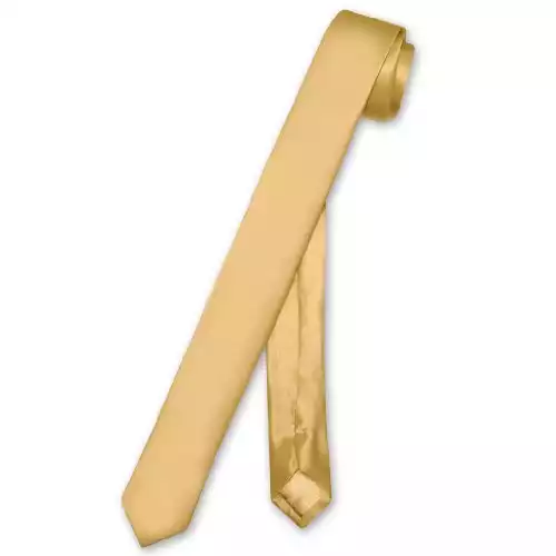 Biagio 100% SILK Narrow NeckTie EXTRA Skinny GOLD Color Men's 1.5" Neck Tie