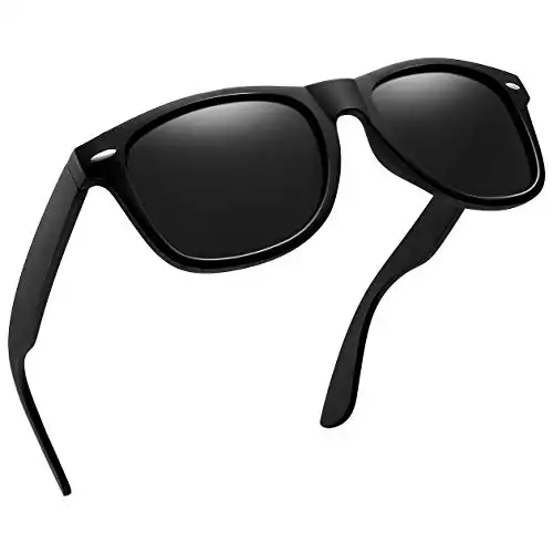 Joopin Unisex Polarized Sunglasses Men Women Retro Designer Sun Glasses (Matte Black Simple packaging)
