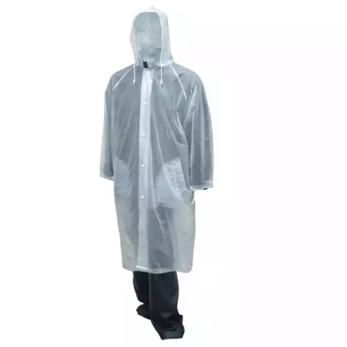 TINGLEY Rubber C61210 48-Inch Tuff-Enuff Rain Coat with Detachable Hood, X-Large, Clear