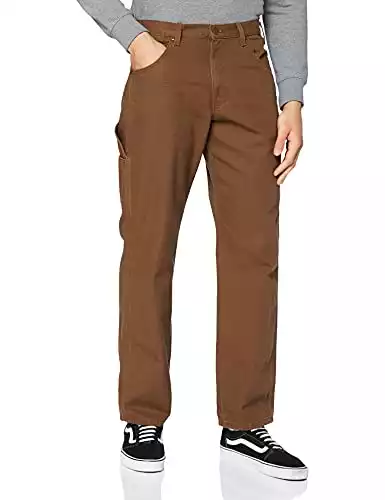 Dickies Men's Relaxed Fit Straight-Leg Duck Carpenter Jean, Brown, 34W x 32L