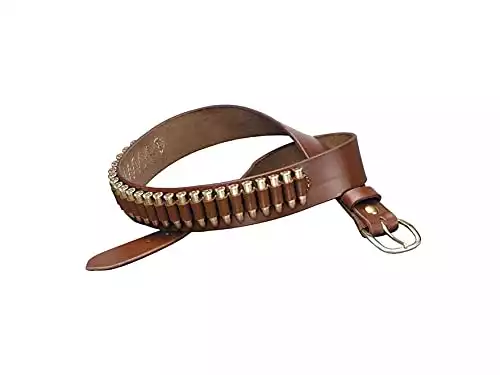 Triple K 10026 100 Heavy Saddle Leather Pistol Cartridge Belt, Walnut Oil, Plain Finish