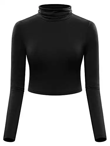 MSBASIC Kim Possible Costume Women Crop Top Turtleneck Women Shirts Black
