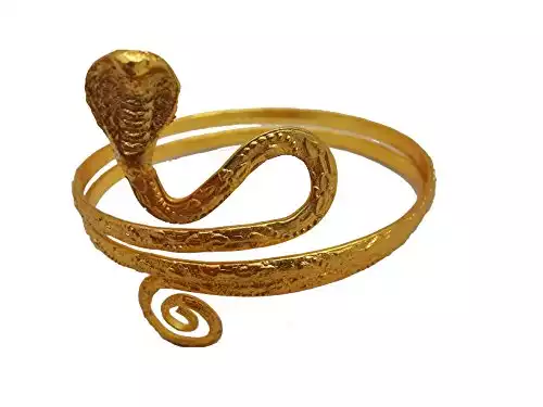 Gold Tone Metal Upper Arm Snake Bracelet Adjustable