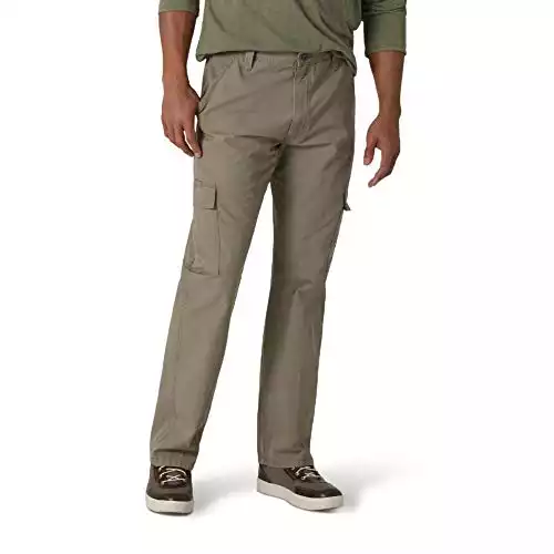 Wrangler Authentics Men's Twill Relaxed Fit Cargo Pant, Military Khaki Ripstop, 34W x 34L