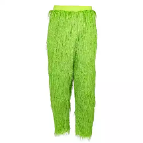 Green Furry Pants,Sleep Pajama Bottoms Halloween Cosplay Costume Accessory for Adult & Kids L