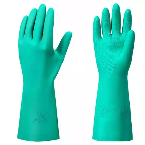 ThxToms Chemical Resistant Nitrile Gloves, Resist Household Acid, Alkali, Solvent and Oil, Latex Rubber Free, 1 Pair Large