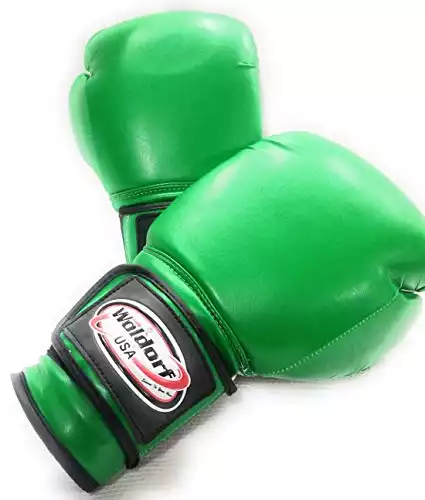 WOLDORF USA Boxing Gloves Kickboxing Muay Thai Punching Bag Vinyl Green - Durable Multi Layered Foam Padded Offers Unbeatable price Adult size 14oz