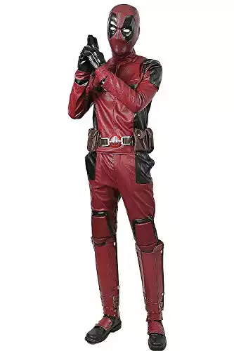 xcoser Dead Cosplay Pool Wade Costume Jumpsuit PU Outfit with Helmet Belt Boots Adult Size XL