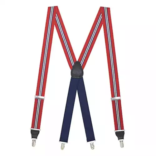 SuspenderStore Men's Red Thin Stripe Grosgrain CLIP Suspenders