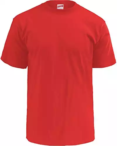 Soffee Men's Classic 100% Cotton Short Sleeve T-Shirt Red Medium