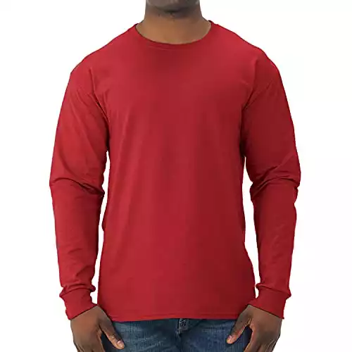 Jerzees Men's Dri-Power Long Sleeve T-Shirt, True Red, Small
