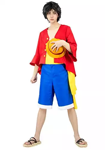 DAZCOS Adult US Size Anime Monkey D Luffy Red Outfit