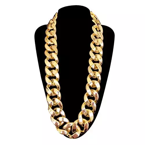 Markeny Men's Chunky Necklace, Rapper Fake Gold Chain 90s Hip Hop Fake Gold Necklace Costume Accessory (27.5 Inches*1.37inches)