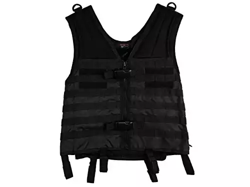 Maddog Tactical MOLLE Modular Utility Vest with Breathable Mesh Liner and Heavy Duty Zipper - Adjustable Sizing - Black
