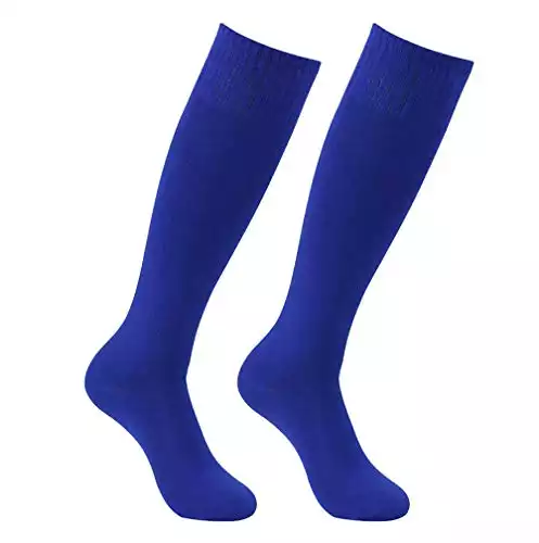 Atrest Unisex Football Socks, Adult Youth Royal Blue Solid Comfort Moisture-Wicking Soccer Baseball Team Long Tube Socks 2 Pairs