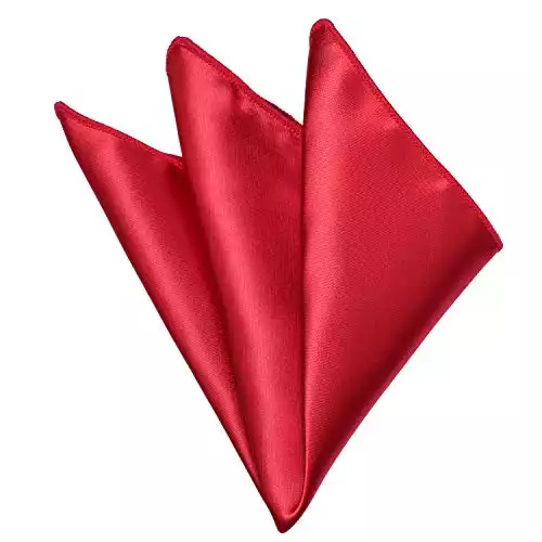 Mens Pocket Square Red Solid Color Handkerchiefs