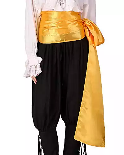 ThePirateDressing Pirate Medieval Renaissance Halloween Cosplay Costume Satin Large Sash (Gold)
