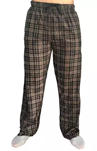 Gs-eagle Men's Plaid Fleece Pajamas Lounge Pants Large Brown-Black