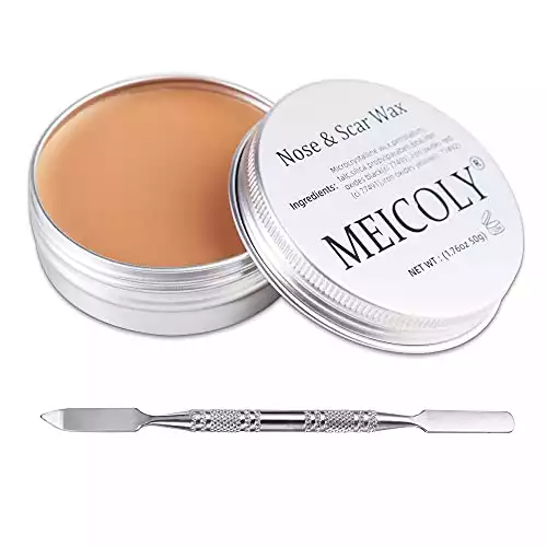 MEICOLY Scar Wax Kit Fake Modeling Wound Skin Wax(1.67Oz) Special Effects Body Paint Halloween Set Fake Nose Putty Stage SFX Makeup with Spatula,02