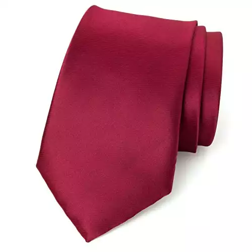 Spring Notion Men's Solid Color Satin Microfiber Tie, Skinny Red