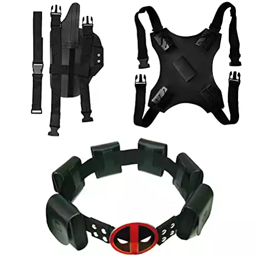 Halloween Cos Costume Holster Strap and Belt 3 Piece Suit (Black Children's Belt 3 Piece Set)