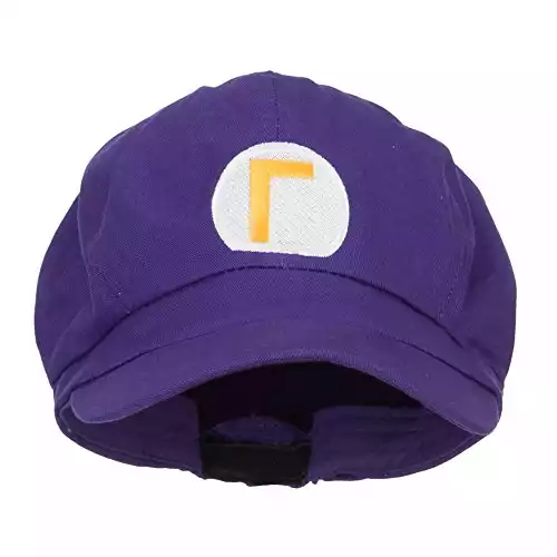 Wario Waluigi Embroidered Cotton Newsboy Cap - Purple OSFM