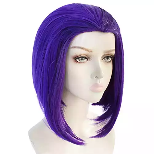 JoneTing Purple Cosplay Wig Short Natural Wavy Wig for Men Short Bob Wigs for Halloween