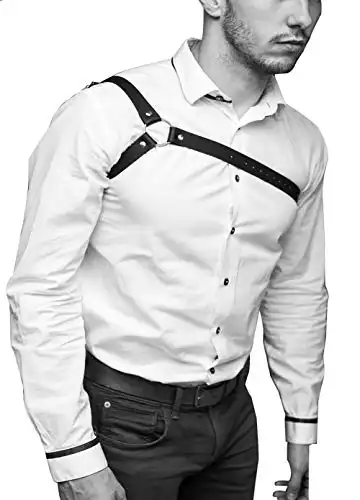 Men's Leather Chest Body Harness Belt Adjustable Buckle Straps Club Wear Costume(Ba001)