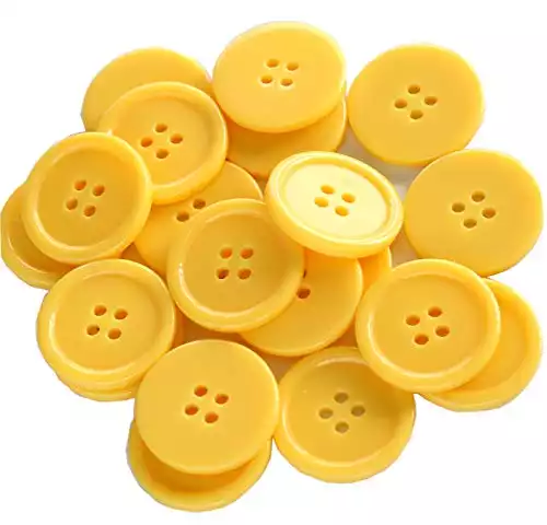 GANSSIA 1 Inch Yellow Buttons 25mm Sewing Flatback Button for Sewing or DIY Crafts Pack of 50