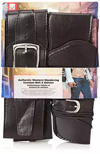 Smiffys mens Authentic Western Wandering Gunman Belt & Holster Brown , One Size