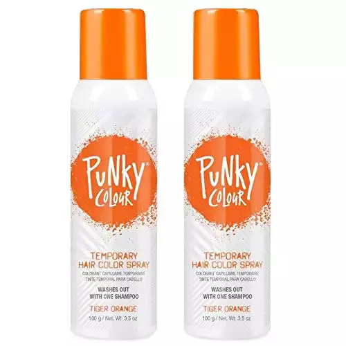 Punky Temporary Hair Color Spray, Tiger Orange, Non-Sticky, Non-Damaging Hair Dye Instant Vivid Hair Color, 3.5 oz, 2-Pack