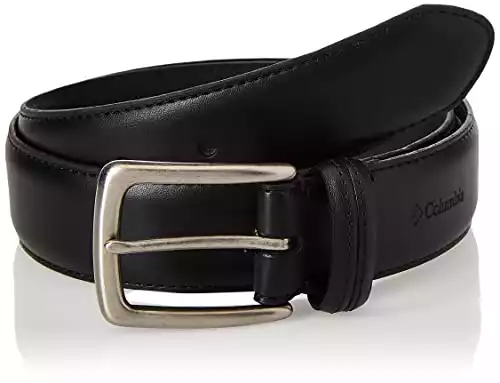Columbia Men's Trinity Logo Belt-Casual Dress with Single Prong Buckle for Jeans Khakis , Black, 38