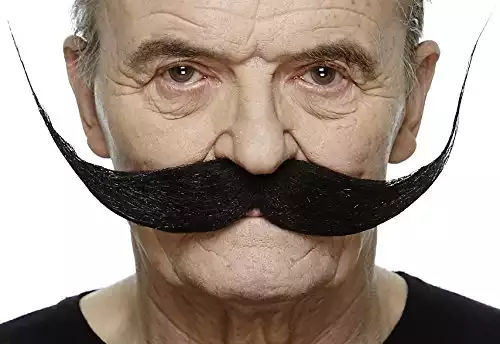 Mustaches Self Adhesive Large Dali Fake Mustache, Novelty, False Facial Hair, Costume Accessory for Adults, Black Color