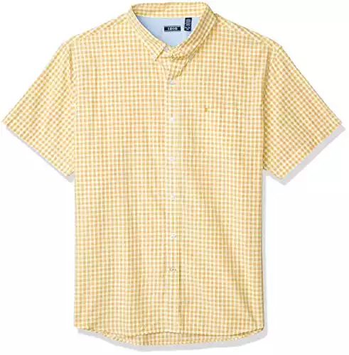 IZOD Men's Breeze Short Sleeve Button Down Gingham Shirt, Sundress, Large