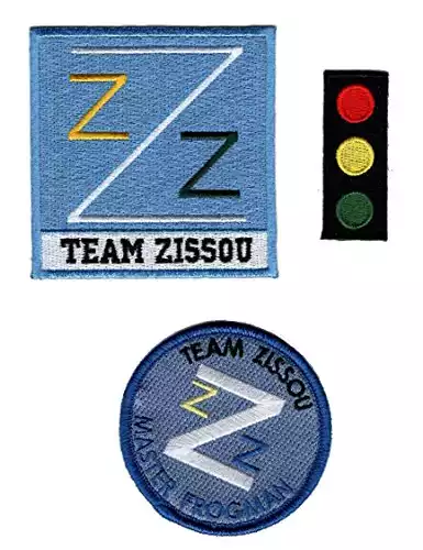 Team Zissou Life Aquatic LogoTraffic Light Frogman Ballcap Bundle 3pcs Iron ON Costume Patch