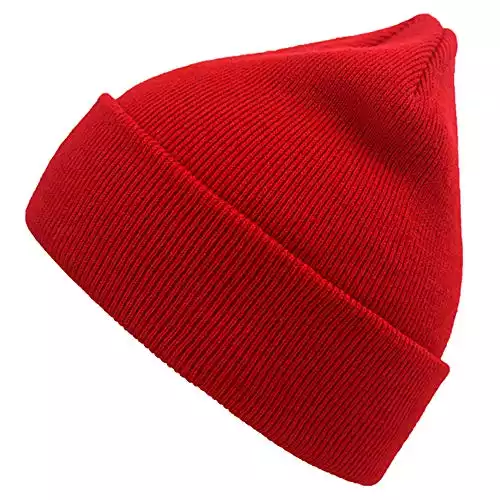 nine bull Beanie Knit Hat Warm Daily Slouchy Skull Beanies Cap for Women & Men & Kids (Red) (Contains high Elastic Silk Thread)