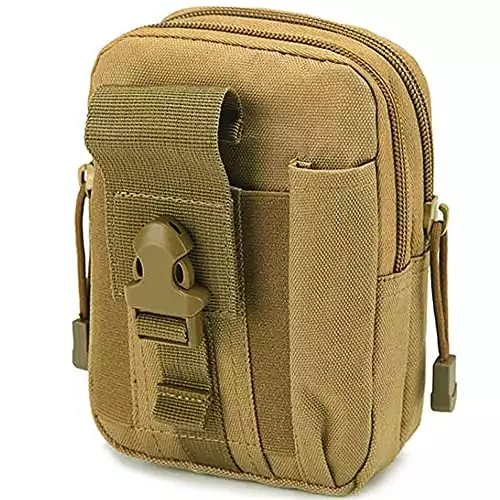 NuCamper Tactical Molle EDC Waist Pouch Compact Bag, Multi-Purpose Utility Tactical Pouch Belt Cell Phone Holster Holder for Workout Hiking Camping Outdoor Tear (Khaki)