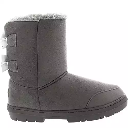 Womens Twin Bow Tall Classic Waterproof Winter Rain Snow Boots - Gray - 6 - GRE37 AEA0237