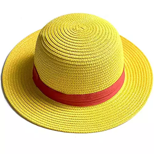 Luffy Straw hat for Halloween Decorations,Cosplay Straw Hat for Costume Party ,Unisex Performance Animation Hats (Yellow)