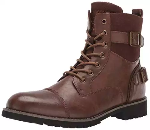 Polar Fox Patrick Men's 7-Eyelets Classic Combat Motorcycle Biker Boots with Zipper Closure