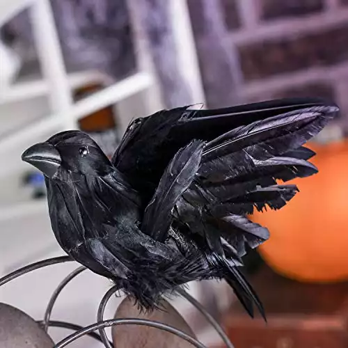 Artificial Black Feather Flying Crow