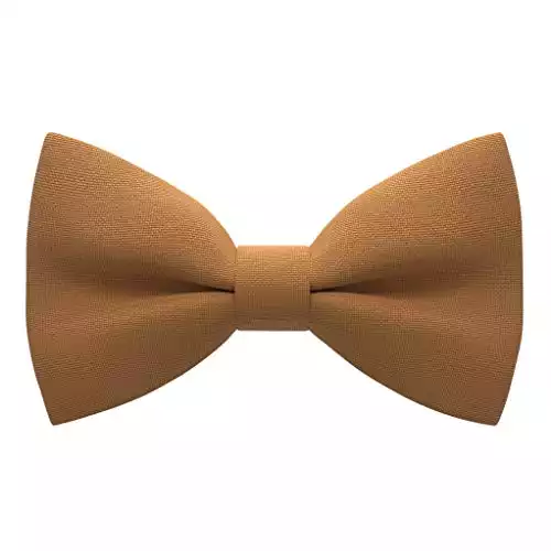 Bow Tie House Men's Classic Pre-Tied Bow Tie Formal Solid Tuxedo (Large, Caramel)